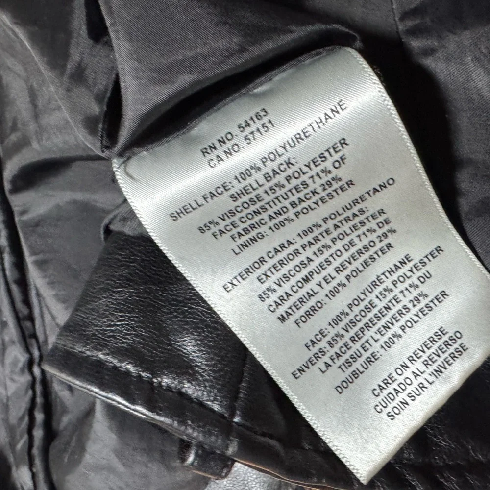 Levi's Women Moto Faux Black Leather Motorcycle Jacket with Glossy Finish - Picture 7 of 8